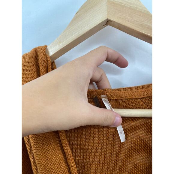 Free People orange linen oversized hooded sweater - Picture 4 of 6